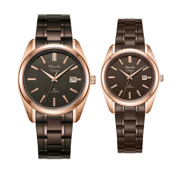 Alexandre Christie AC 8660 Rosegold Brown Couple